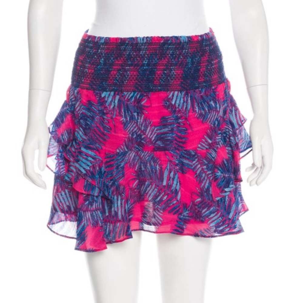 Tanya Taylor Floral Silk Ruffle Mini Skirt size 4